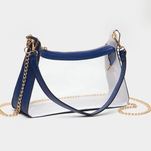 Blue Clear Transparent Baguette Bag Purse Crossbody Casual Womens Accessory